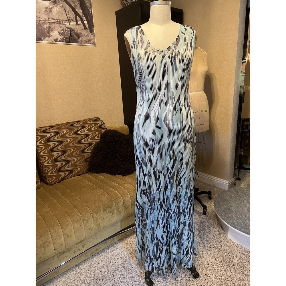KOMAROV New Women Size L Light Gr Multicolor  Sleeveless Lace Detail Long Dress